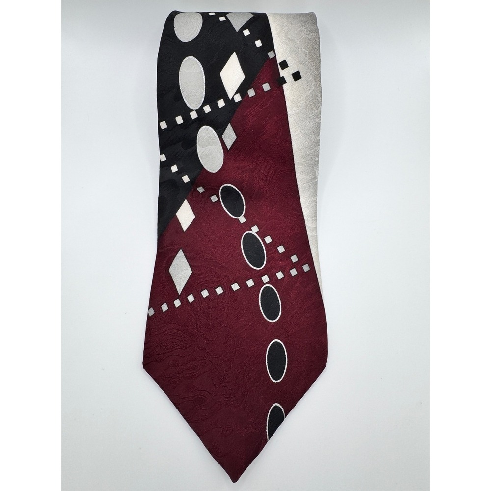 Palatina Necktie Silk Abstract Geometric Red Blackβ Gray Menswear Fashion